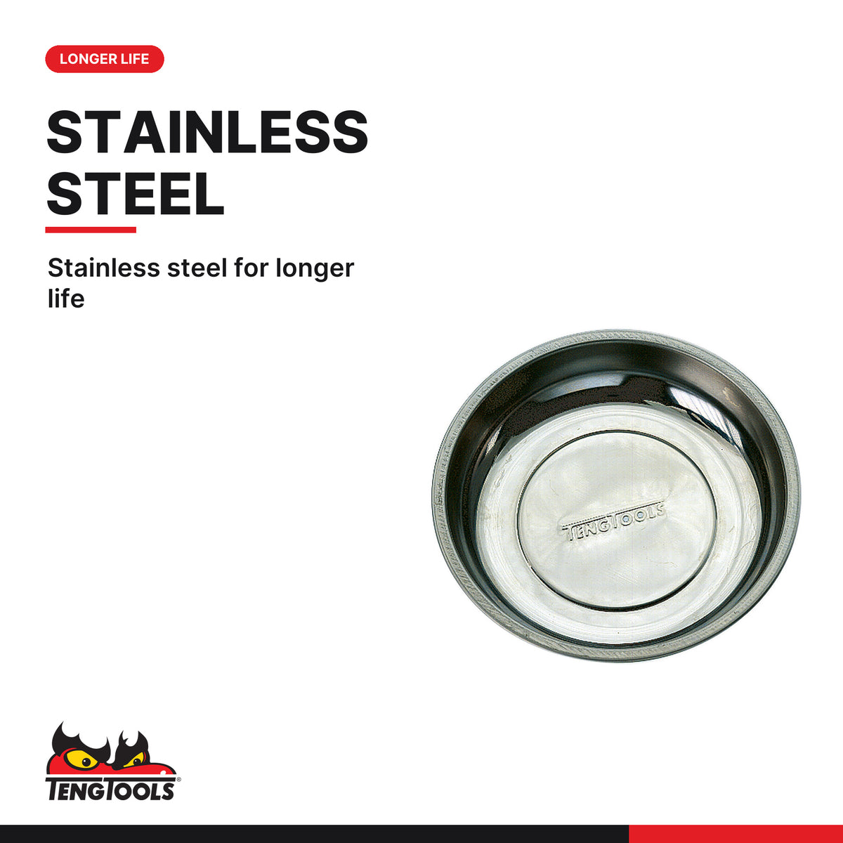 Teng Tools 580 150 mm Round Magnetic Bits and Small Parts Tool Tray for, stainless steel for longer life