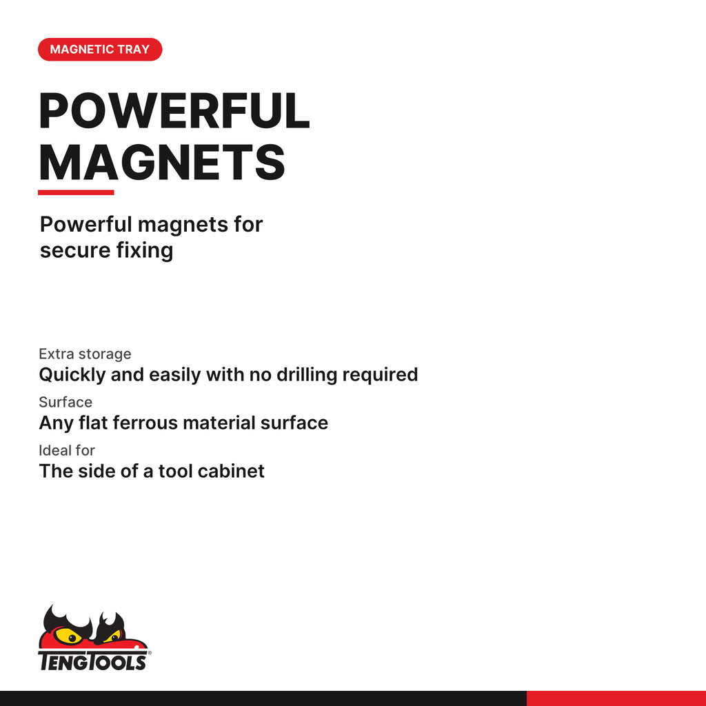 Teng Tools 580CM Magnetic Tray for 4 Cans Red, powerful magnets for secure fixing