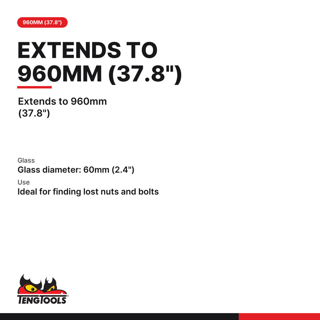 Teng Tools 581TMG Telescopic Extendable Magnifying Glass, extends to 960mm (37.8")
