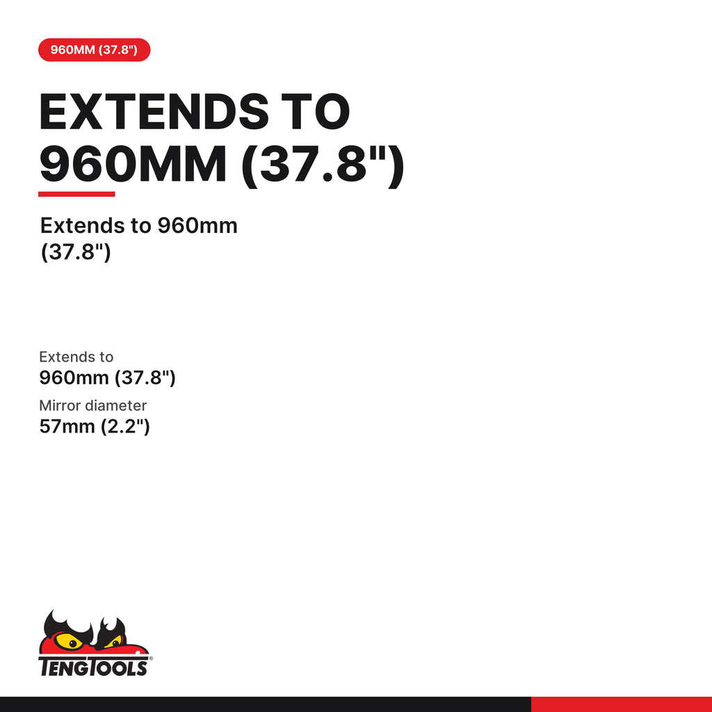 Teng Tools 581TMI Telescoping Inspection Mirror, extends to 960mm (37.8")