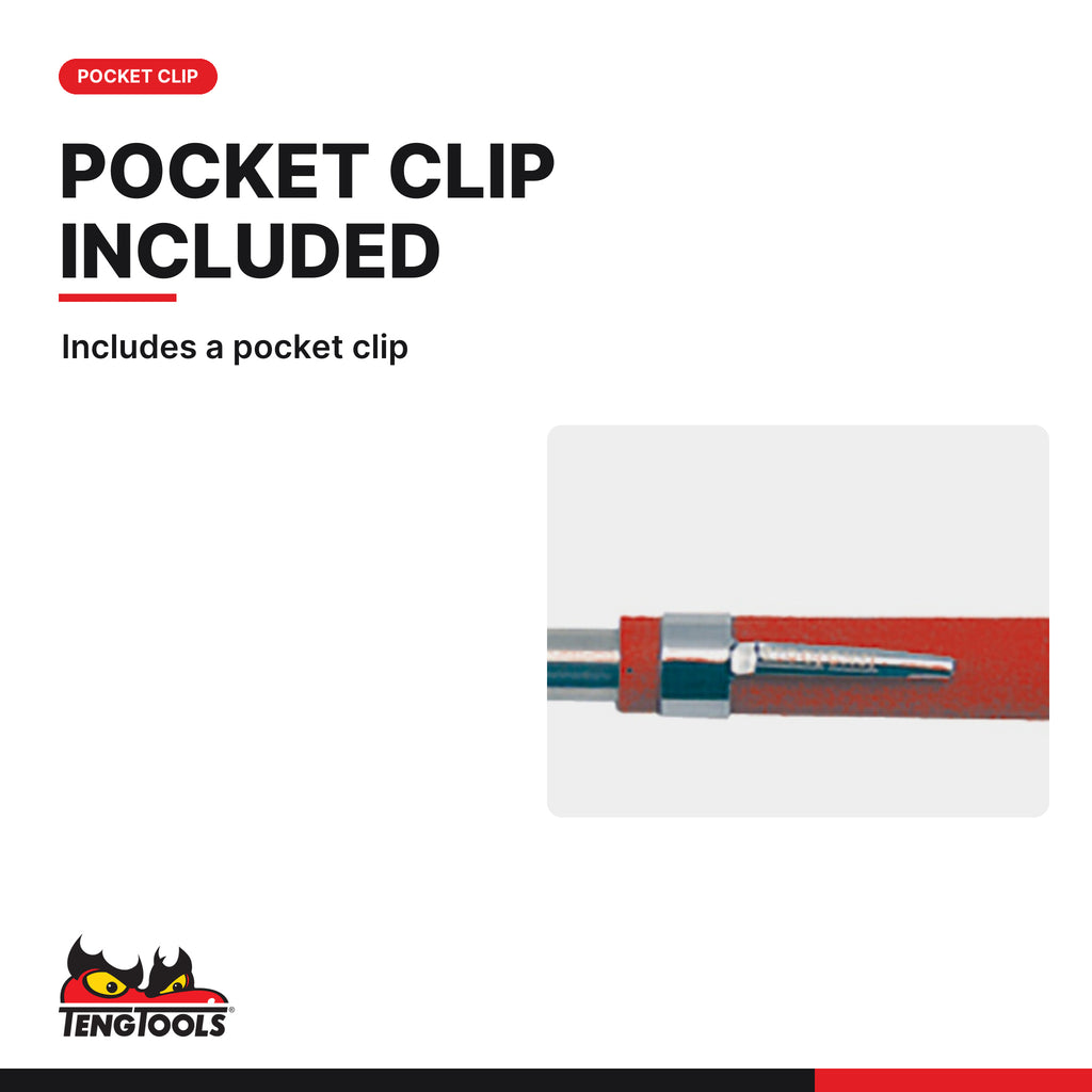 Teng Tools 581TMI Telescoping Inspection Mirror, includes a pocket clip