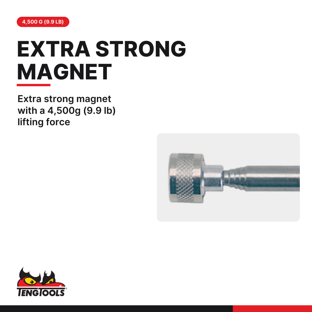 Teng Tools 581TMP Telescoping Magnet Pick Up Tool, extra strong magnet with a 4,500g (9.9 lb) lifting force
