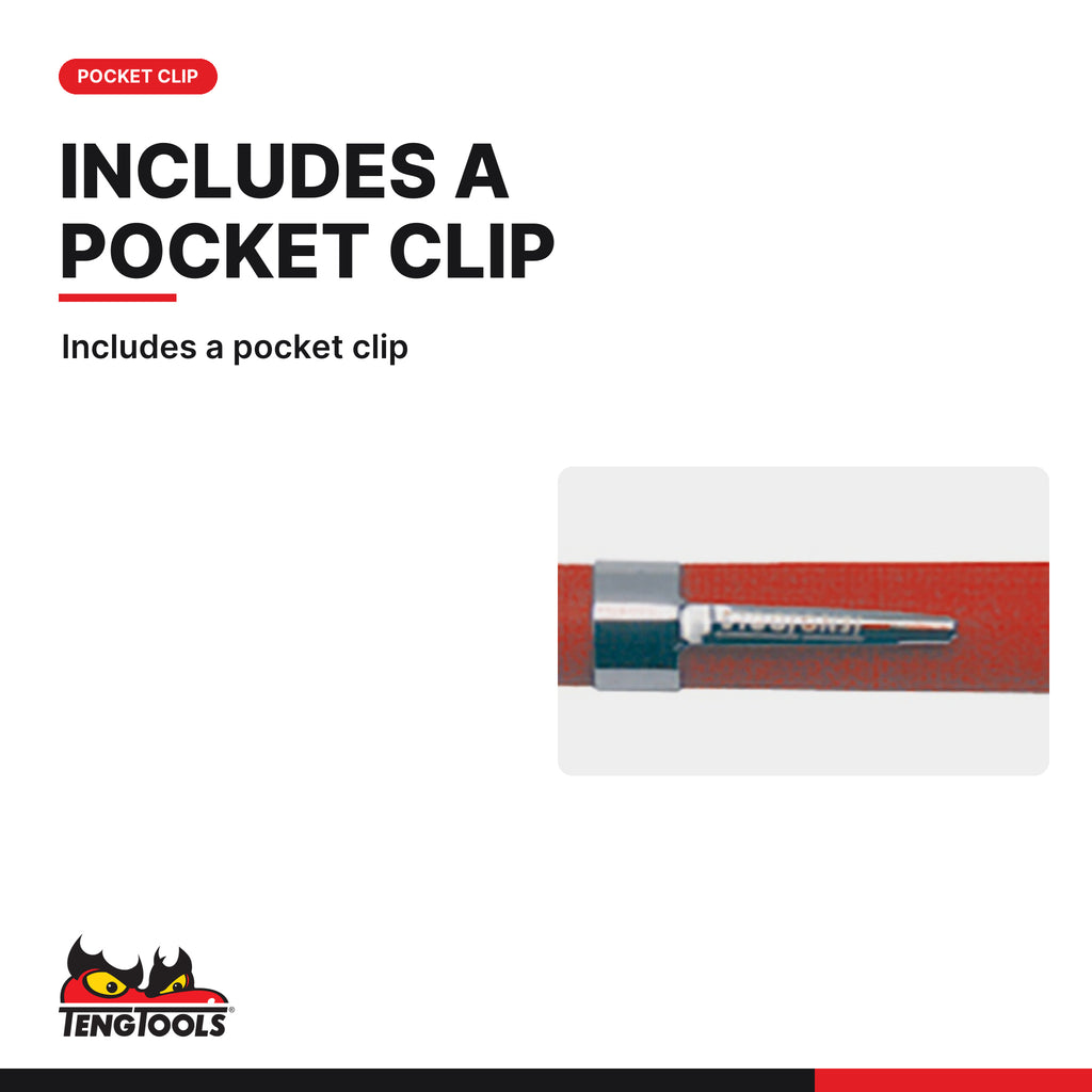 Teng Tools 581TMP Telescoping Magnet Pick Up Tool, includes a pocket clip