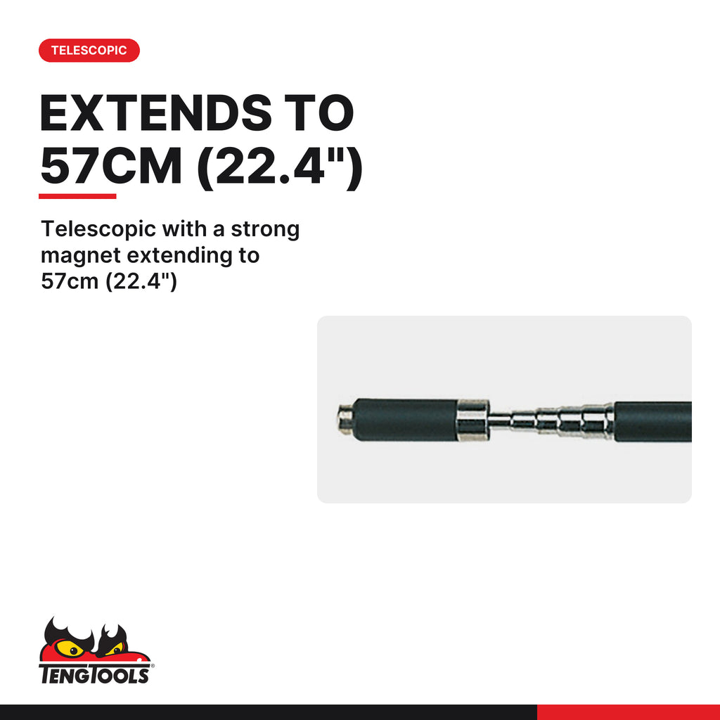 Teng Tools 582MI 3 in 1 Telescoping Mirror and Inspection Tool, telescopic with a strong magnet extending to 57cm (22.4")