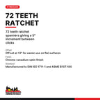 Teng Tools 600120R Ratcheting Combination Spanner AF R 5/8, 72 teeth ratchet spanners giving a 5° increment between clicks