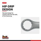 Teng Tools 6005M10 Stubby Combination Wrench 10-19 mm Metric Open, hip grip design for contact with the flat side of the