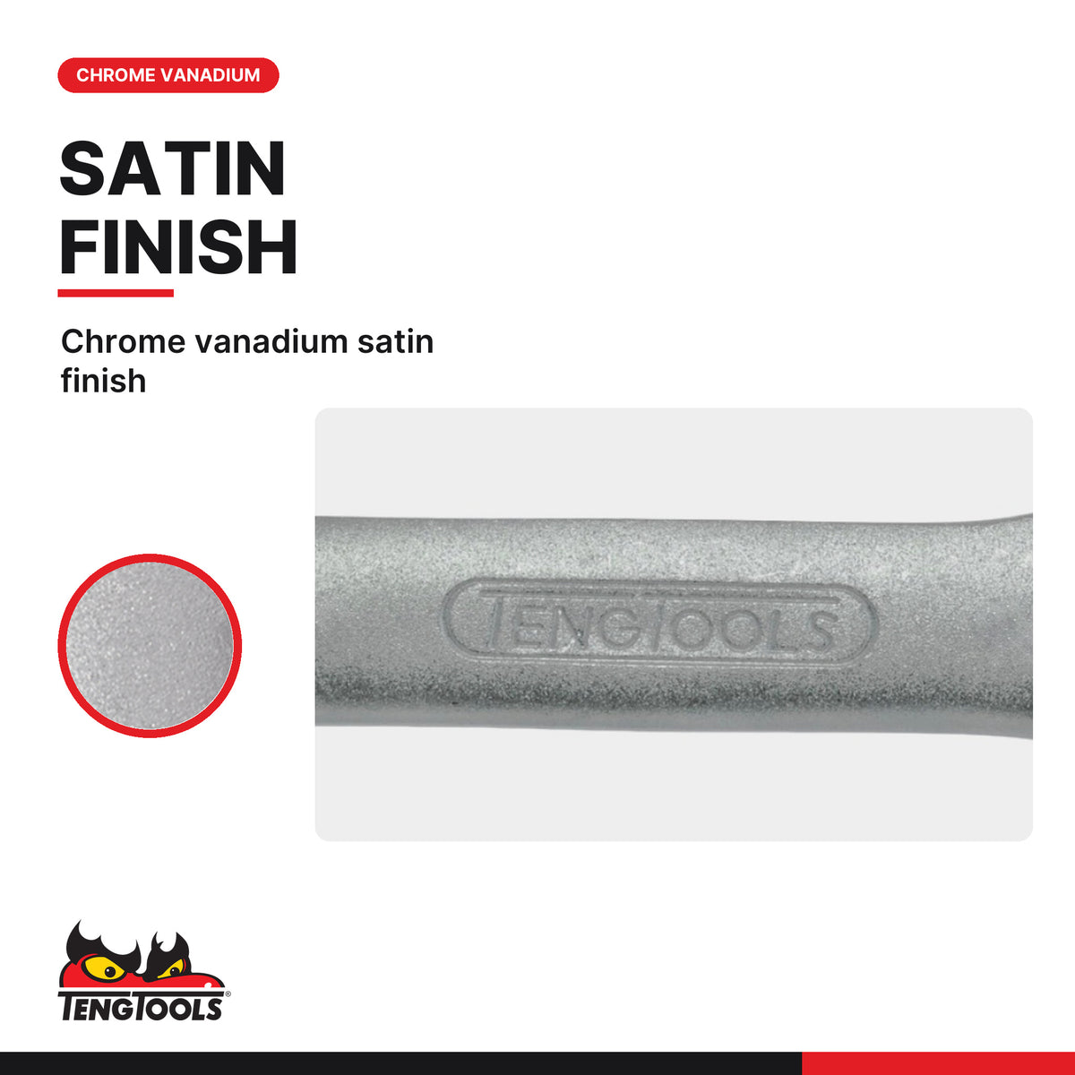 Teng Tools 6005M10 Stubby Combination Wrench 10-19 mm Metric Open, chrome vanadium satin finish