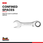 Teng Tools 6005M10RS 10-19mm Stubby Ratcheting Combination Wrench, ideal for use in confined spaces