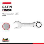 Teng Tools 6005M10RS 10-19mm Stubby Ratcheting Combination Wrench, chrome vanadium satin finish