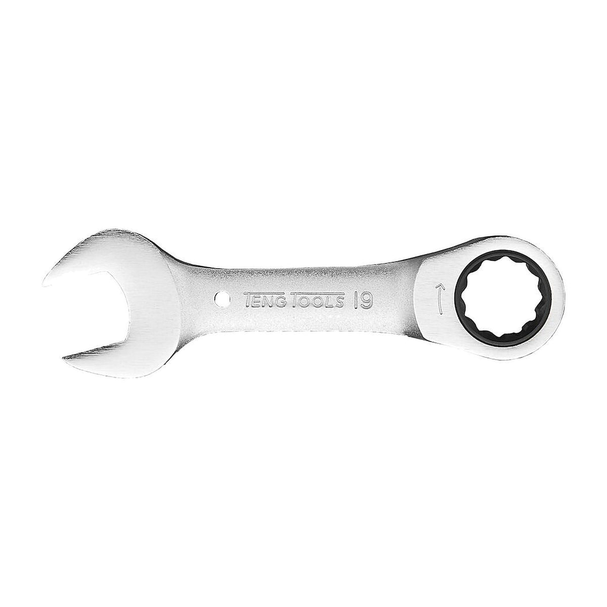 Teng Tools 6005M10RS 10-19mm Stubby Ratcheting Combination Wrench on a white background