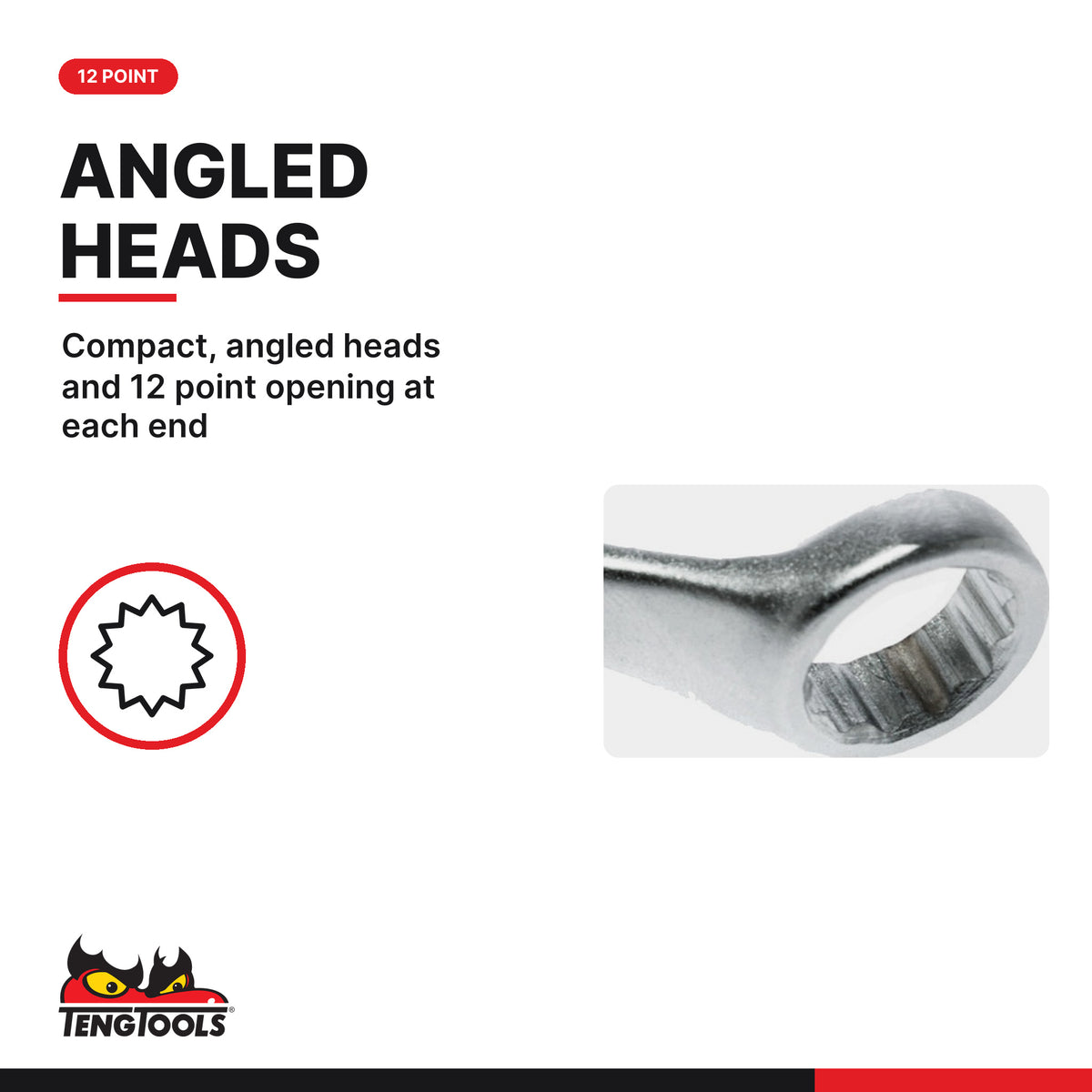 Teng Tools 601013 10 x 13mm 'Rigger Jigger' Angled Compact Double Ring, compact, angled heads and 12 point opening at each