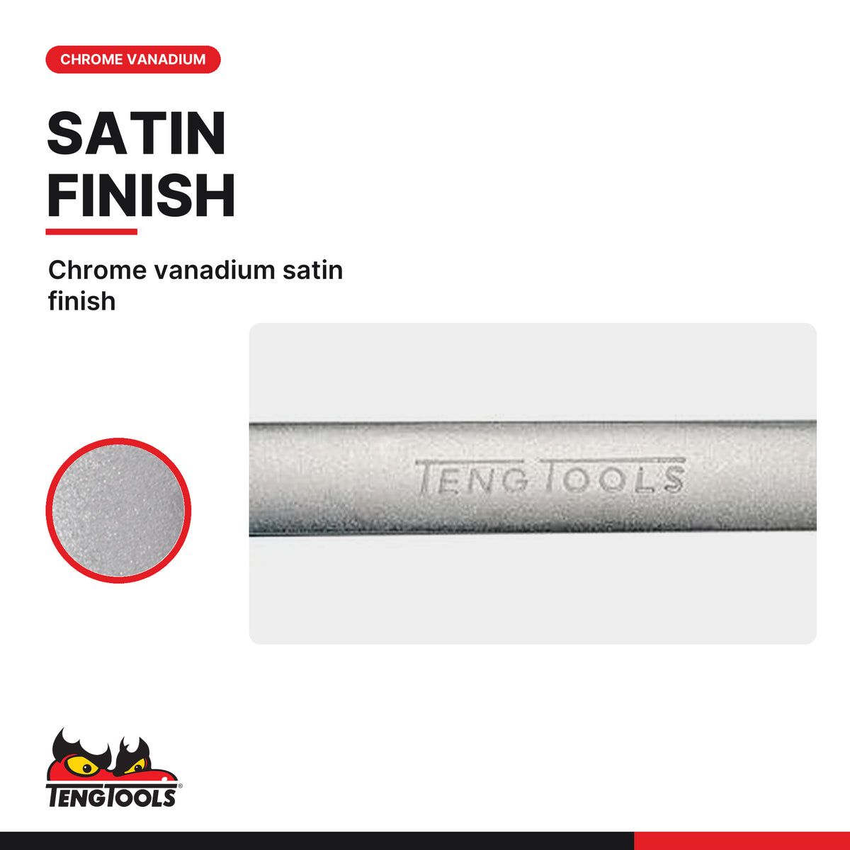 Teng Tools 605908 8-19 mm Long Metric Combination Wrench, chrome vanadium satin finish