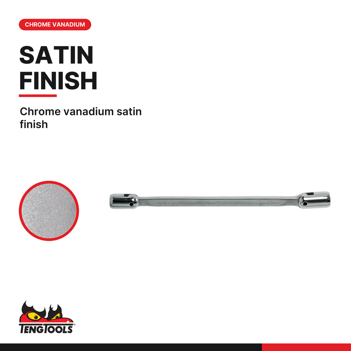 Teng Tools 611618 Double Flex Wrench 1/2 x 9/16 in, chrome vanadium satin finish
