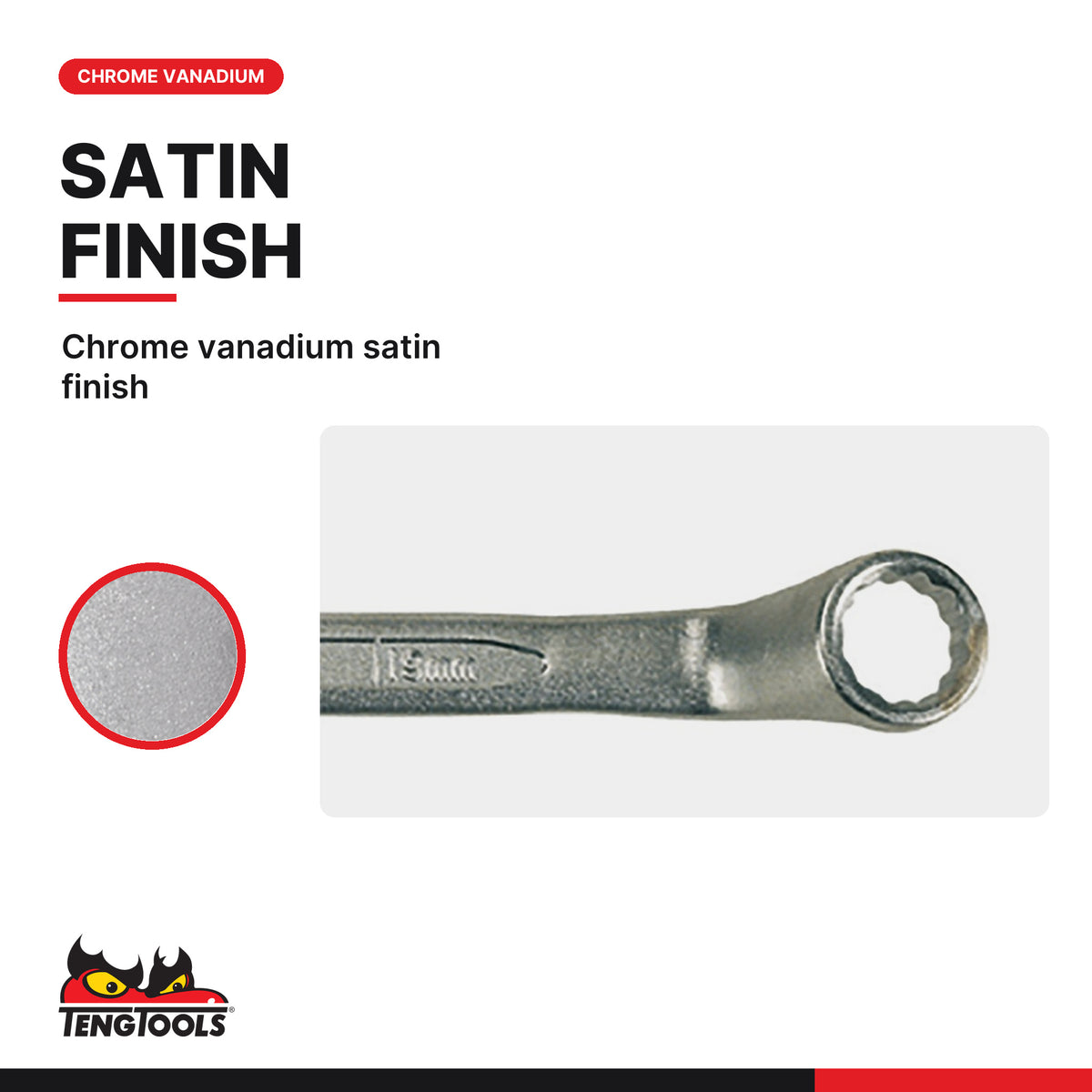 Teng Tools 6308 8 Piece Double Box End Wrench Set, chrome vanadium satin finish