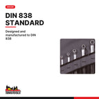 Teng Tools 6308MM Double Ring Spanner Set Tool Roll 8 Pieces, designed and manufactured to DIN 838