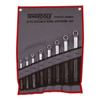 Teng Tools 6308MM Double Ring Spanner Set Tool Roll 8 Pieces on a white background