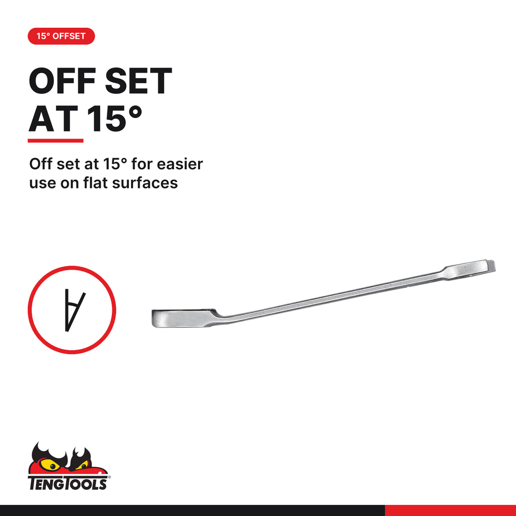 Teng Tools 6507AF Combination Spanner Set 13/16"-1 1/4" Tool Roll 7, off set at 15° for easier use on flat surfaces