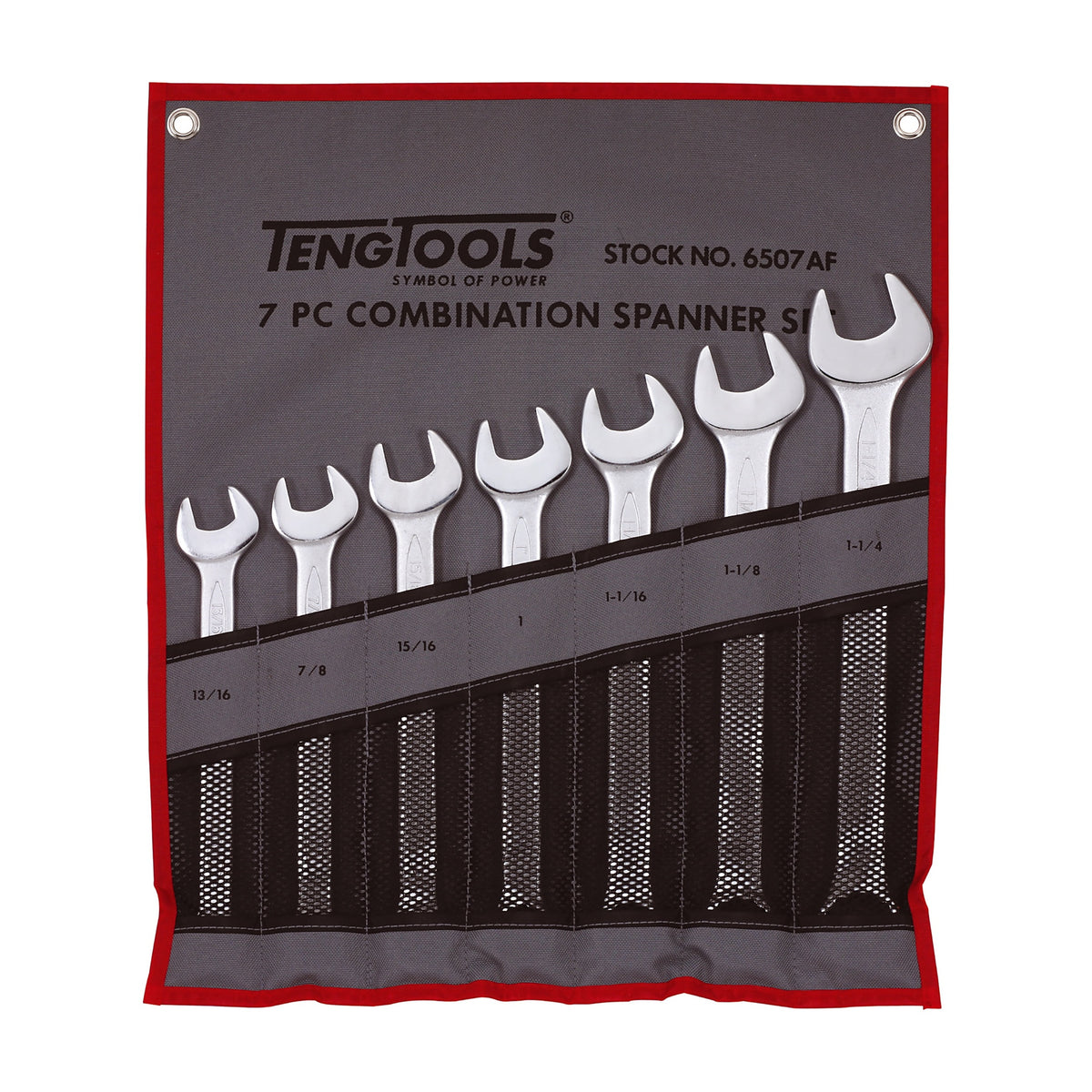 Teng Tools 6507AF Combination Spanner Set 13/16"-1 1/4" Tool Roll 7 on a white background