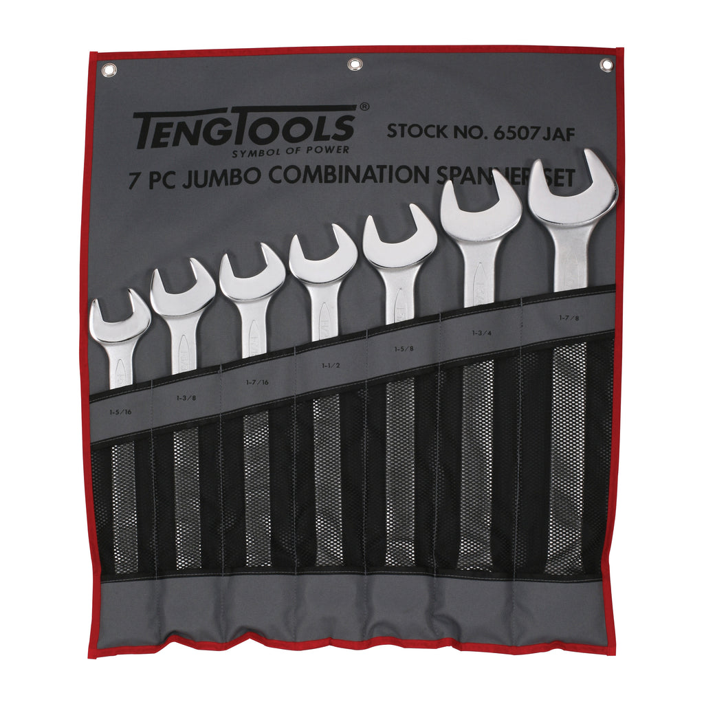 Teng Tools 6507JAF Combination Spanner Set 1 5/16"-1 7/8" Tool Roll 7 on a white background