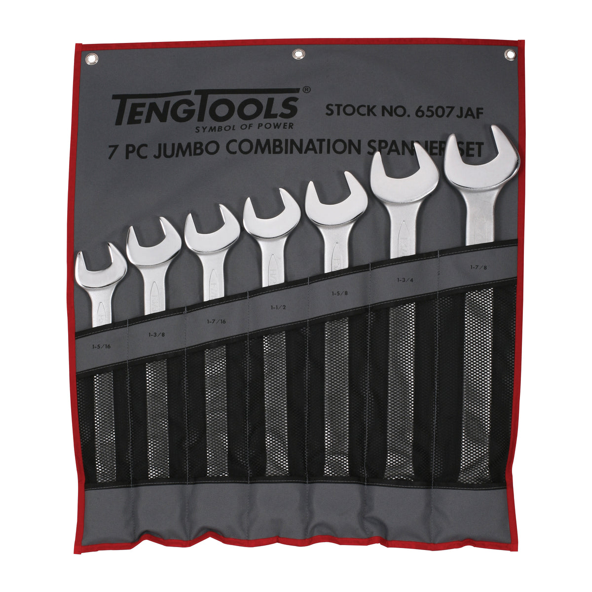 Teng Tools 6507JAF Combination Spanner Set 1 5/16"-1 7/8" Tool Roll 7 on a white background