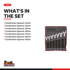 Teng Tools 6507JMM Combination Spanner Set 33-50 mm Tool Roll 7 Pieces, what's in the set