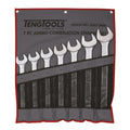 Teng Tools 6507JMM Combination Spanner Set 33-50 mm Tool Roll 7 Pieces on a white background