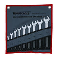 Teng Tools 6509AF Combination Spanner Set 1/4"-3/4" Tool Roll 9 Pieces on a white background