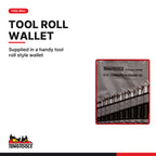 Teng Tools 6510MM Combination Spanner Set 8-19 mm Tool Roll 10 Pieces, supplied in a handy tool roll style wallet