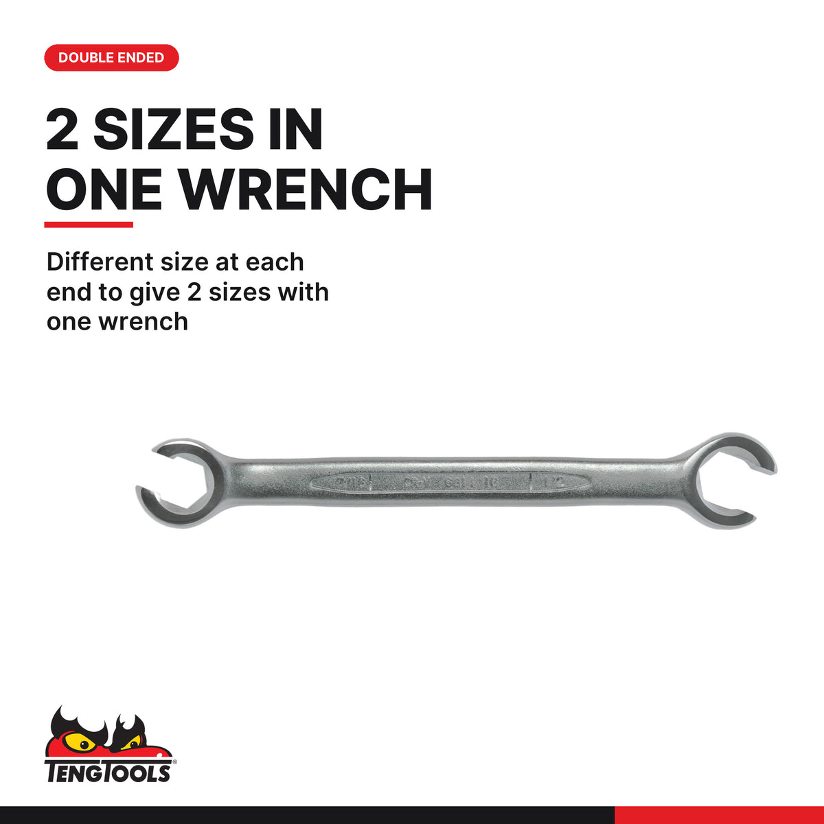 Teng Tools 661416 Flare Nut Wrench 7/16 x 1/2 in, different size at each end to give 2 sizes with one wrench