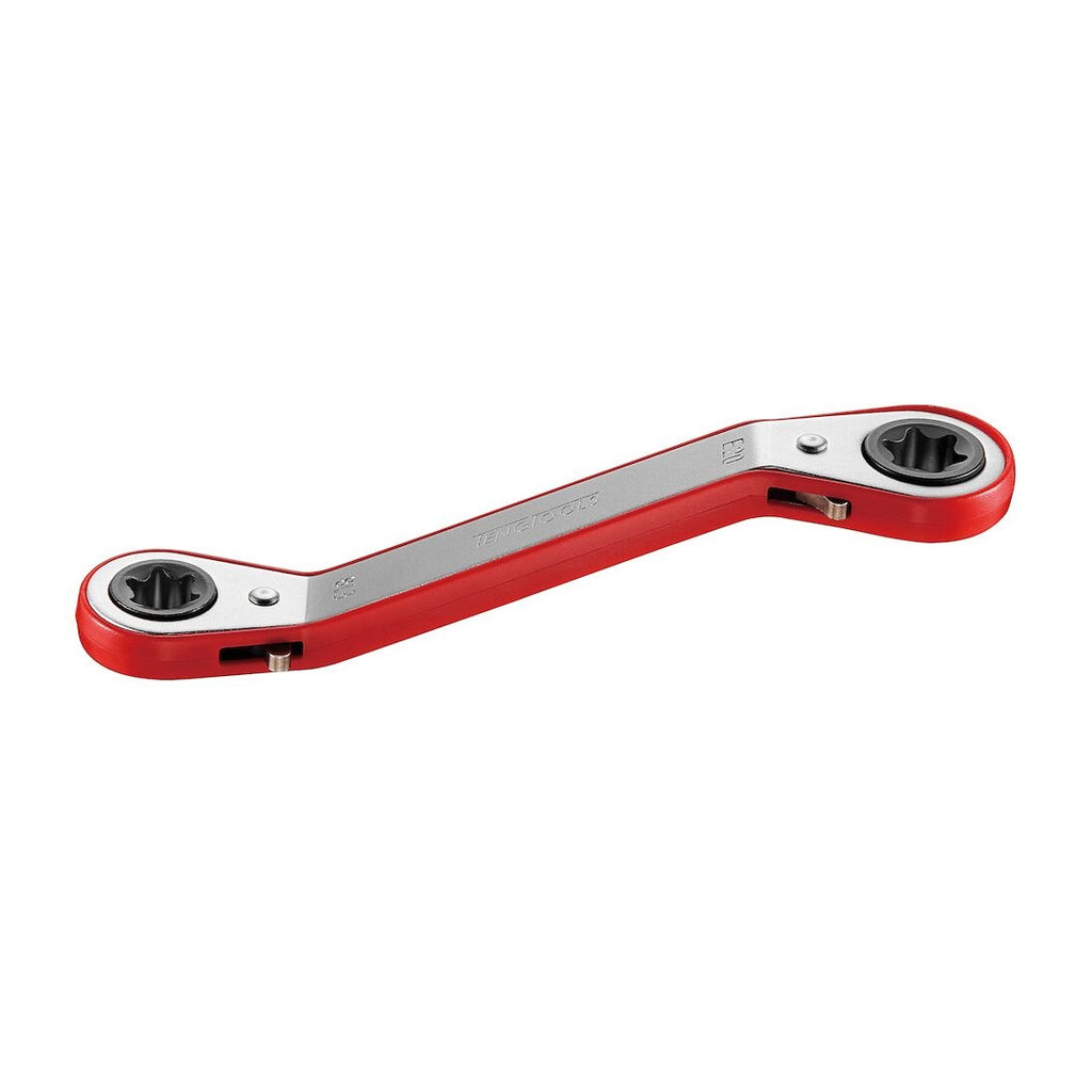 Teng Tools 680810E Ratcheting Offset TX-E Ring Wrench E8 × E10 on a white background