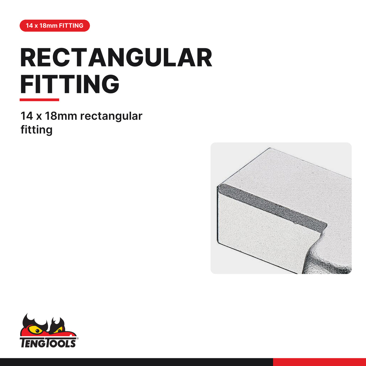 Teng Tools 690644 Open Ended Insert Spanner 14 x 18mm, 44mm, 14 x 18mm rectangular fitting