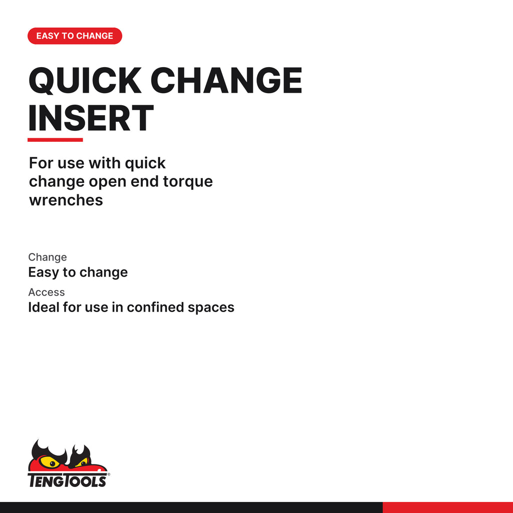 Teng Tools 690644 Open Ended Insert Spanner 14 x 18mm, 44mm, for use with quick change open end torque wrenches