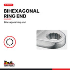 Teng Tools 690719 Ring Ended Insert Spanner 9 x 12mm, 19mm, bihexagonal ring end