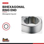 Teng Tools 690846 Ring Ended Insert Spanner 14 x 18mm, 46mm, bihexagonal ring end