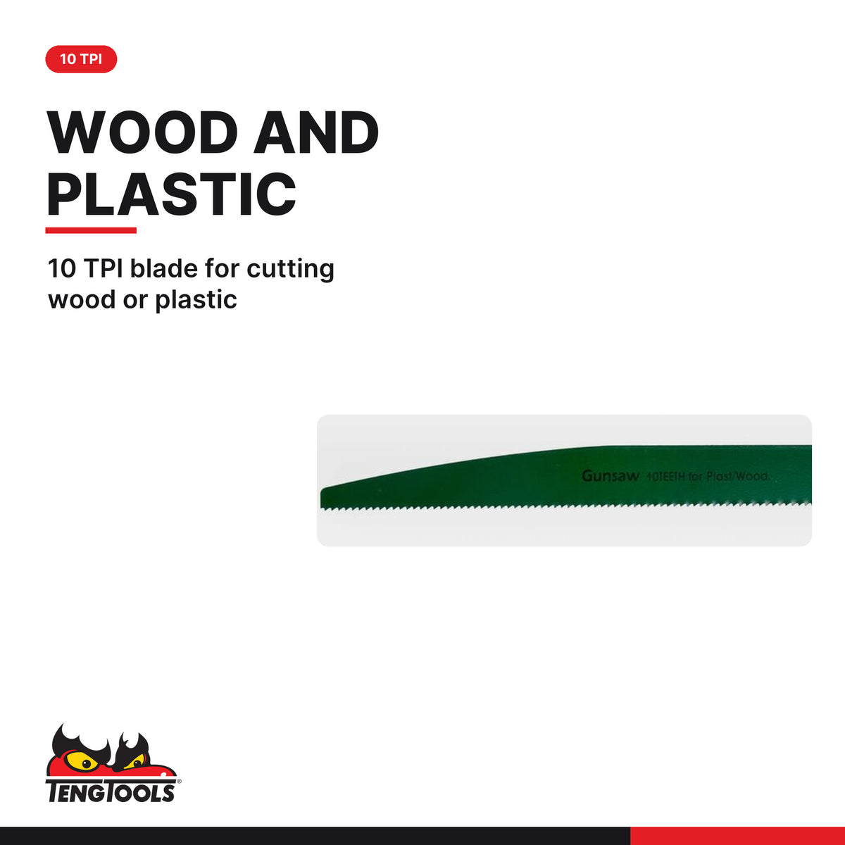 Teng Tools 703-10 300 mm 10 TPI Folding Gun Saw Blade for Wood, 10 TPI blade for cutting wood or plastic