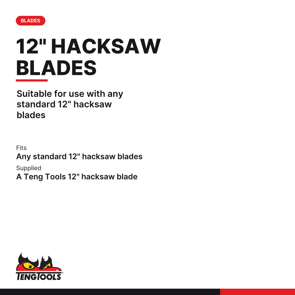 Teng Tools 704 Hacksaw Holder With 12 Inch Blade and Key Hole Saw, suitable for use with any standard 12" hacksaw blades