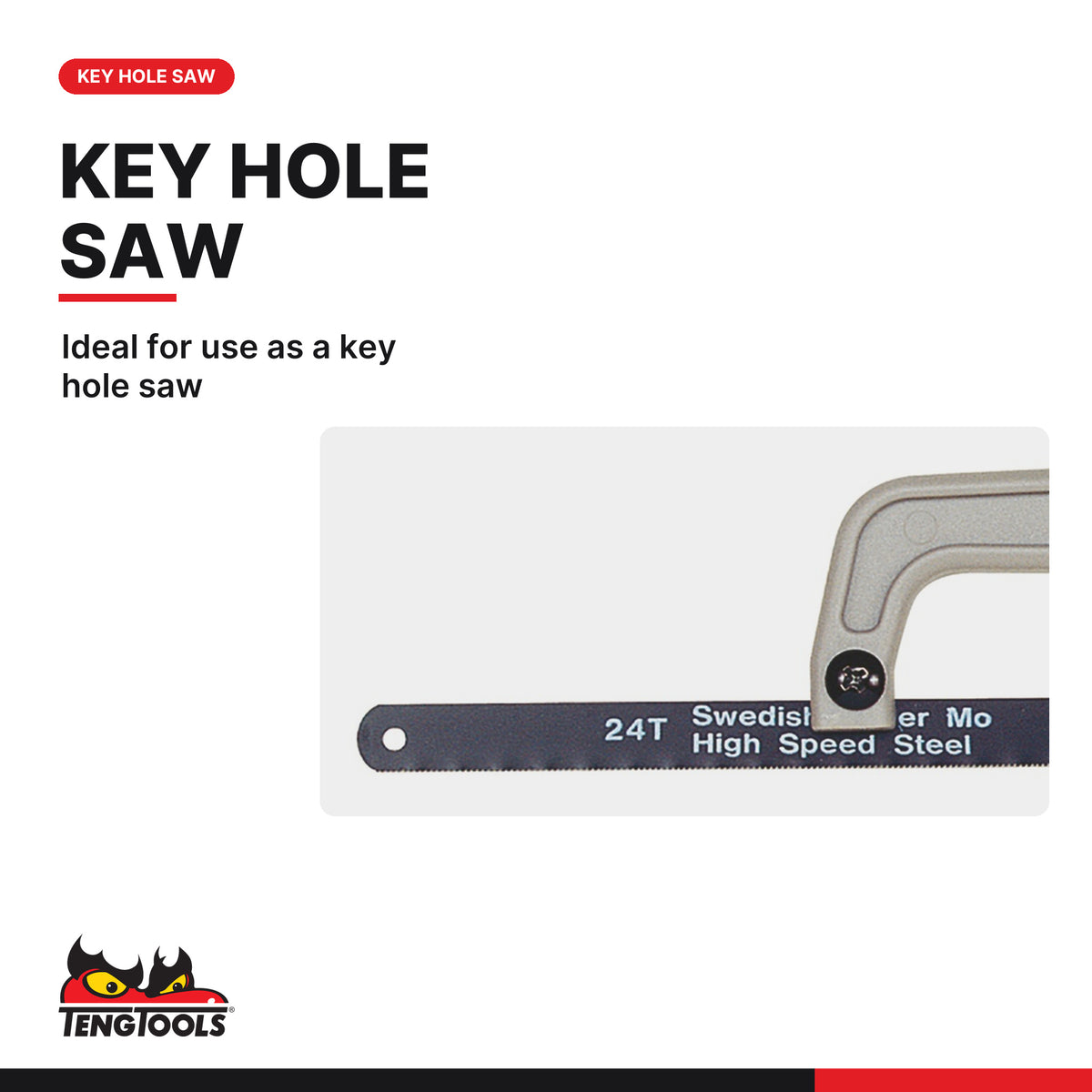 Teng Tools 704 Hacksaw Holder With 12 Inch Blade and Key Hole Saw, ideal for use as a key hole saw