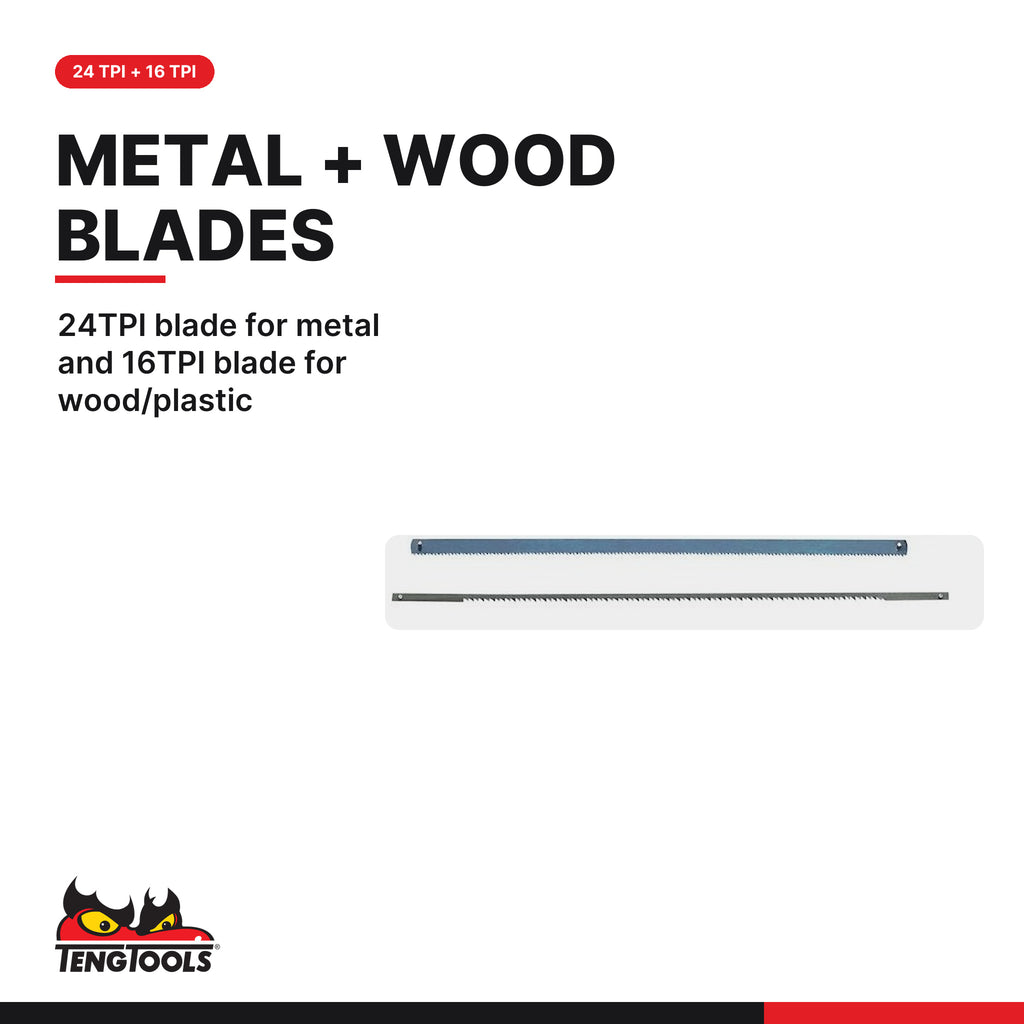 Teng Tools 705A Mini Saw, 24TPI blade for metal and 16TPI blade for wood/plastic