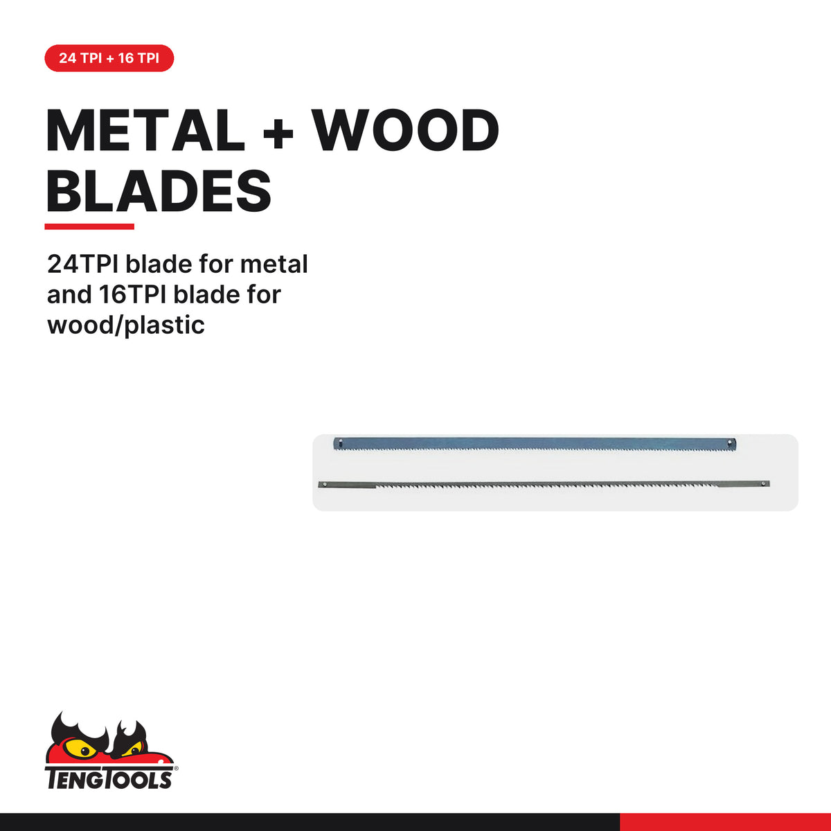 Teng Tools 705A Mini Saw, 24TPI blade for metal and 16TPI blade for wood/plastic