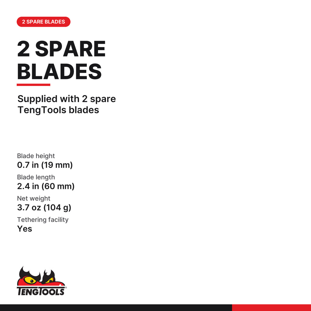 Teng Tools 710 19 mm Retractable Utility Knife, supplied with 2 spare TengTools blades