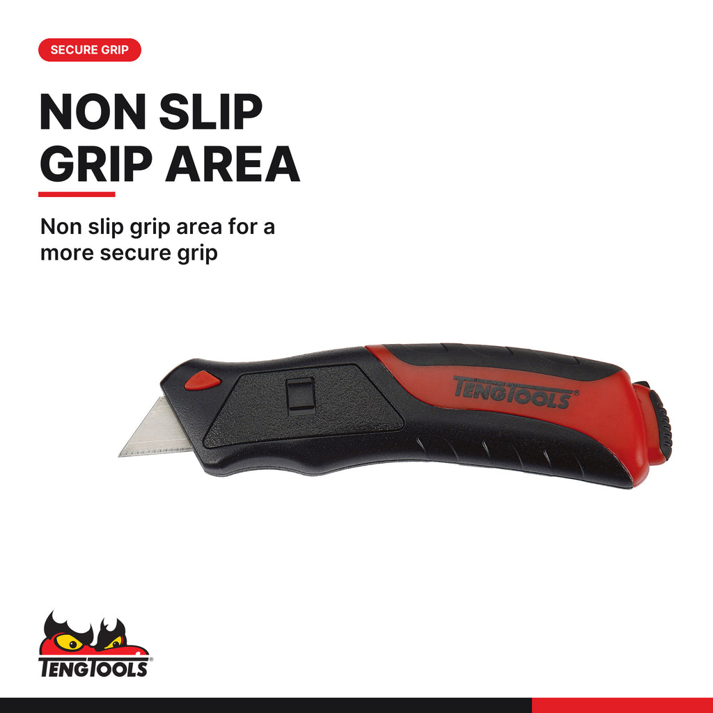 Teng Tools 711 Auto Load Safety Utility Knife, non slip grip area for a more secure grip