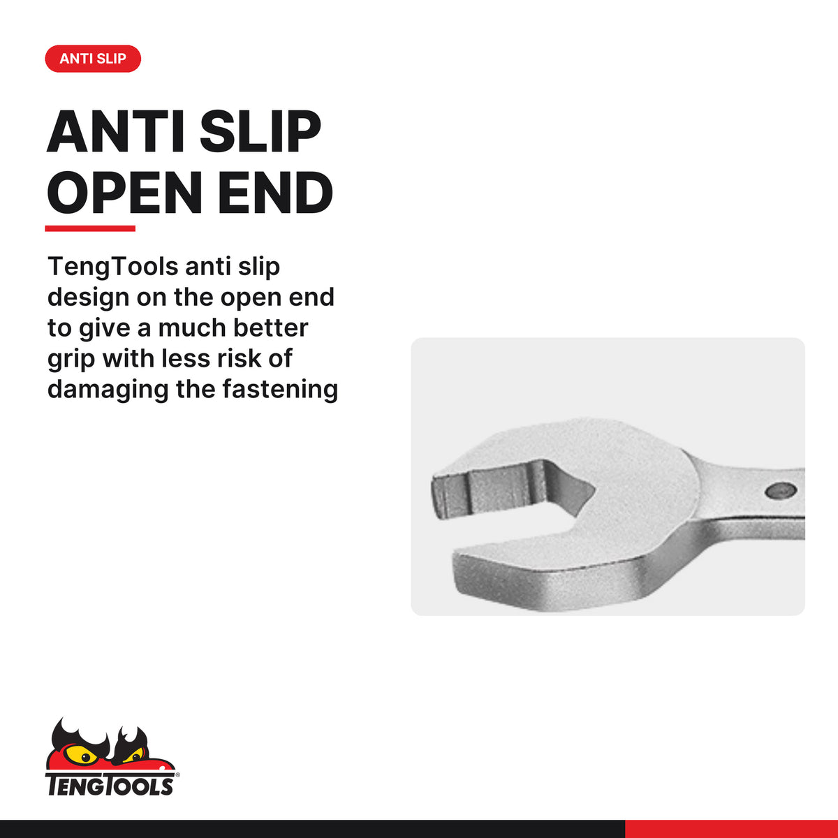 Teng Tools 800608 8-19 mm Anti-Slip Metric Combination Wrench, tengTools anti slip design on the open end to give a much