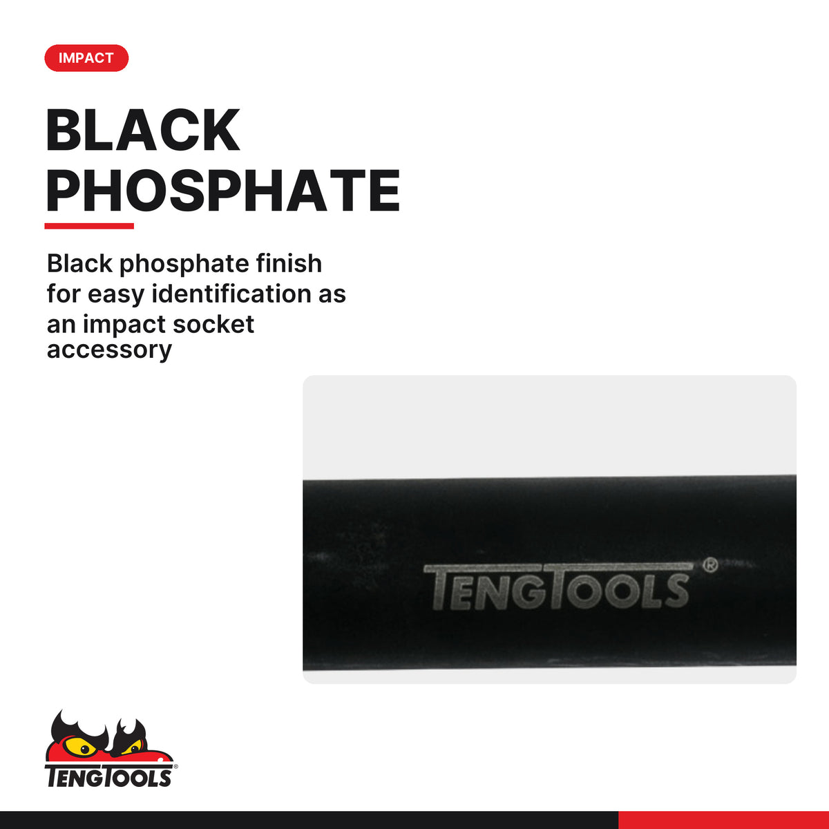 Teng Tools 910732 1 in Drive 32 mm 6 Point Extra Long Deep Impact Socket, black phosphate finish for easy identification as