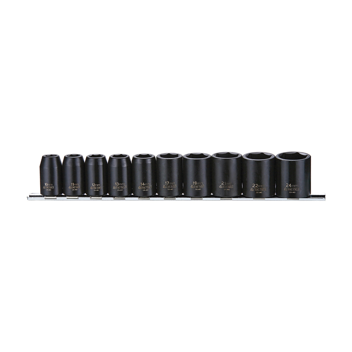 Teng Tools 9121 1/2" Impact Socket Clip Rail Set ANSI 10 Pieces on a white background