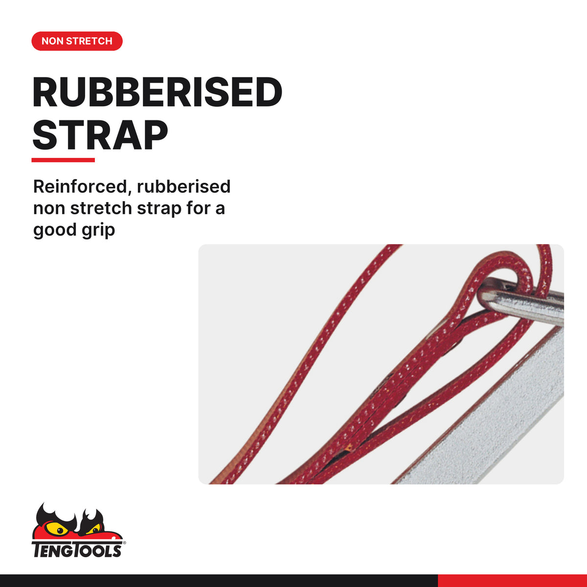 Teng Tools 9123 Oil Filter Removal Strap Tool 160 mm Capacity 230 mm, reinforced, rubberised non stretch strap for a good