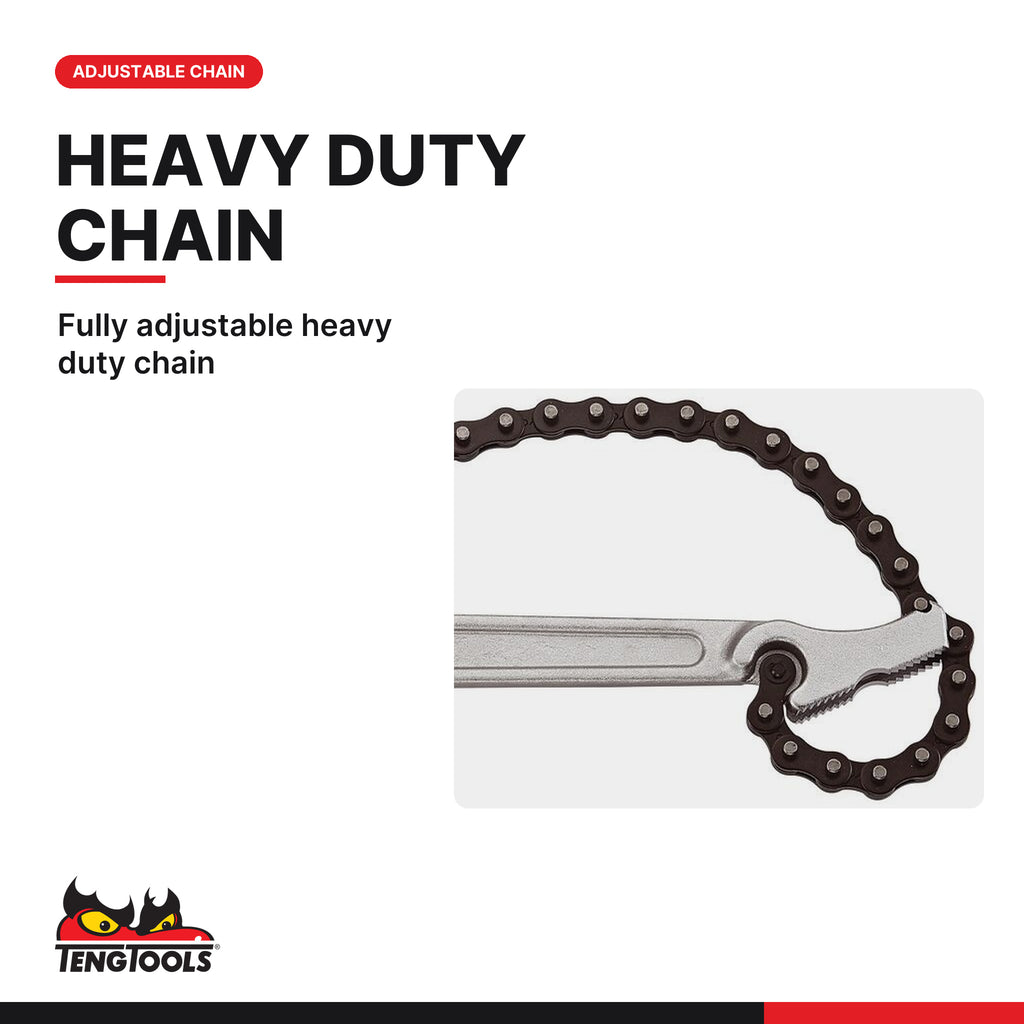 Teng Tools 9124 Chain Pipe Wrench, fully adjustable heavy duty chain