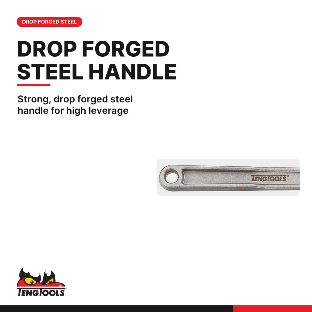 Teng Tools 9124 Chain Pipe Wrench, strong, drop forged steel handle for high leverage