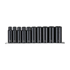 Teng Tools 9126 1/2" Deep Impact Socket Clip Rail Set ANSI 10 Pieces on a white background