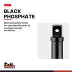Teng Tools 920023N 1/2 Inch Drive 10 Inch Long DIN Chrome Molybdenum, black phosphate finish for easy identification as an