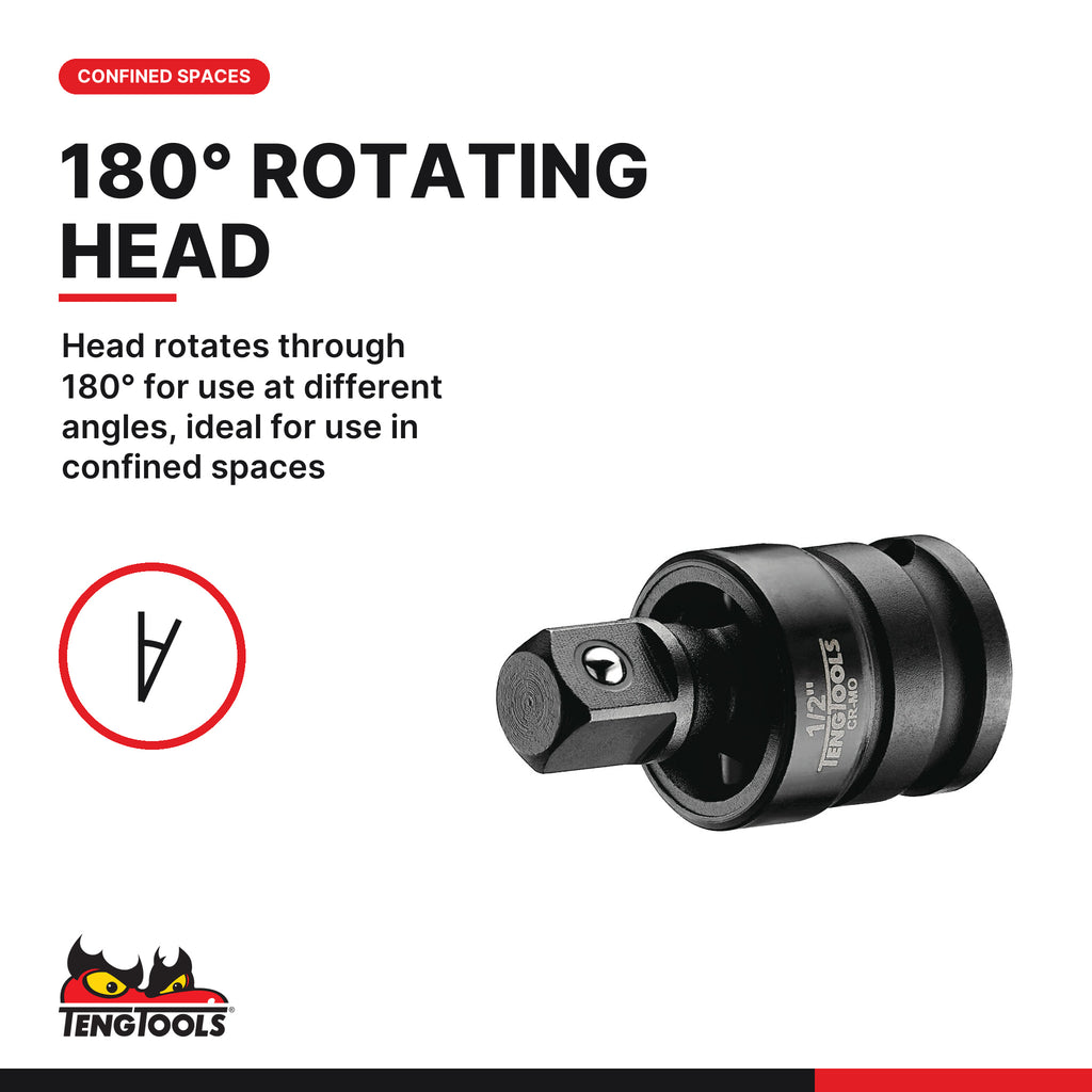Teng Tools 920030AN 1/2 Inch Drive ANSI Chrome Molybdenum Impact, head rotates through 180° for use at different angles